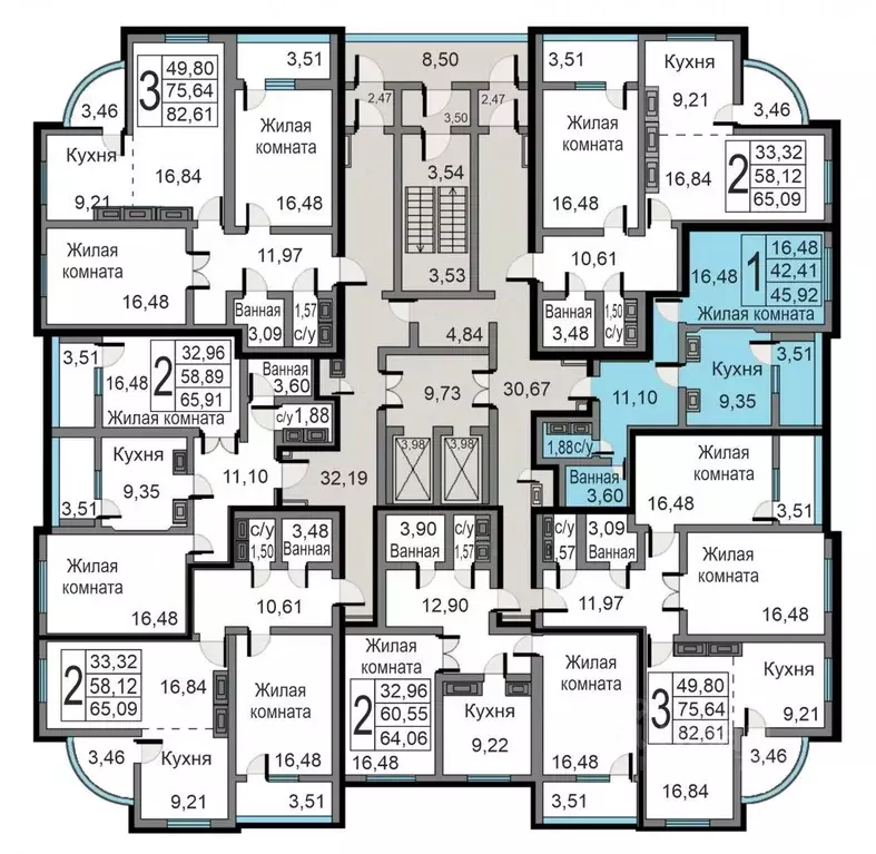 1-к кв. Калужская область, Калуга ул. Минская, 23 (45.92 м) - Фото 1