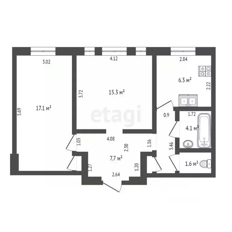 2-к кв. Воронежская область, Борисоглебск Третьяковская ул., 37 (55.8 ... - Фото 1
