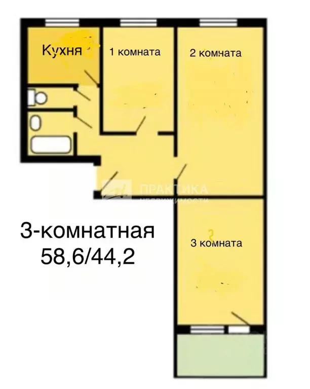 3-к кв. Москва проезд Шокальского, 37К2 (58.6 м) - Фото 2