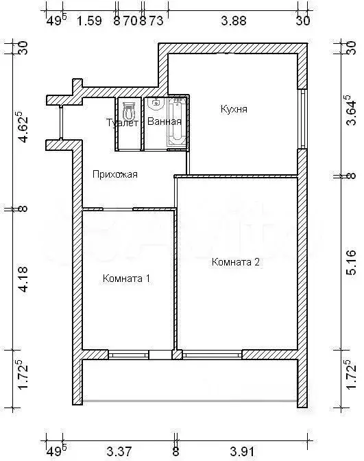 2-к. квартира, 60 м, 12/16 эт. - Фото 0