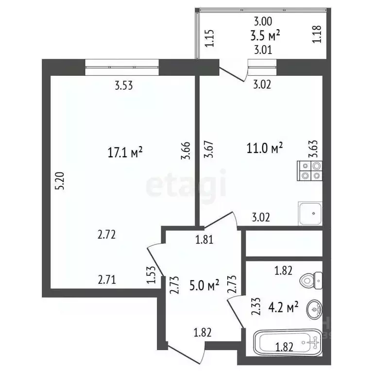 1-к кв. Башкортостан, Стерлитамак просп. Октября, 38 (37.3 м) - Фото 1