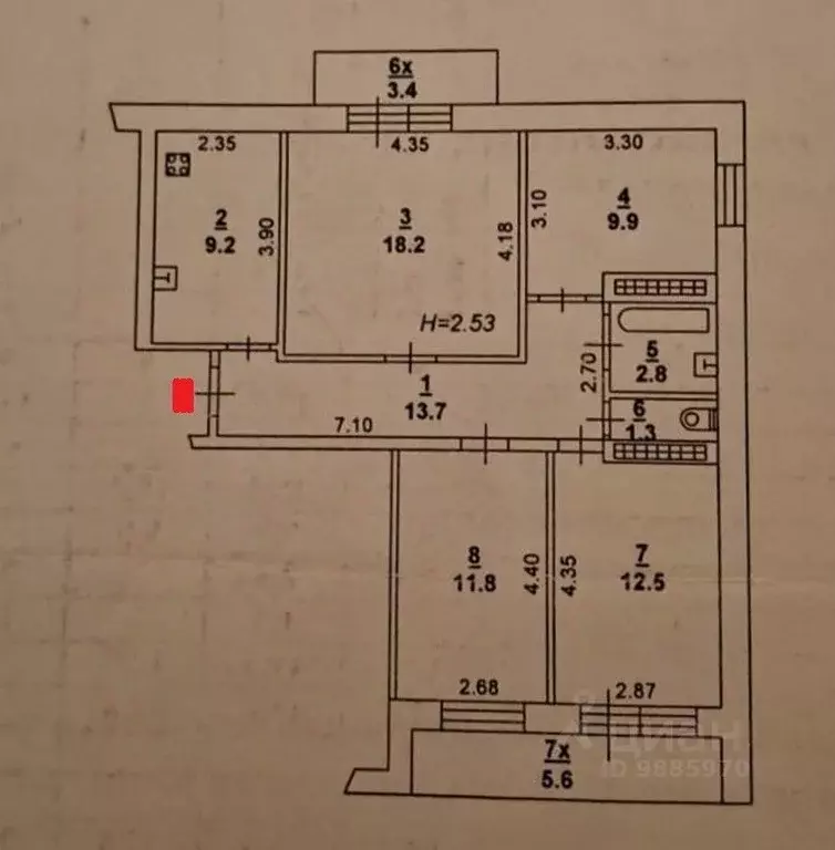 4-к кв. Ростовская область, Ростов-на-Дону ул. Плеханова, 14 (88.4 м) - Фото 2