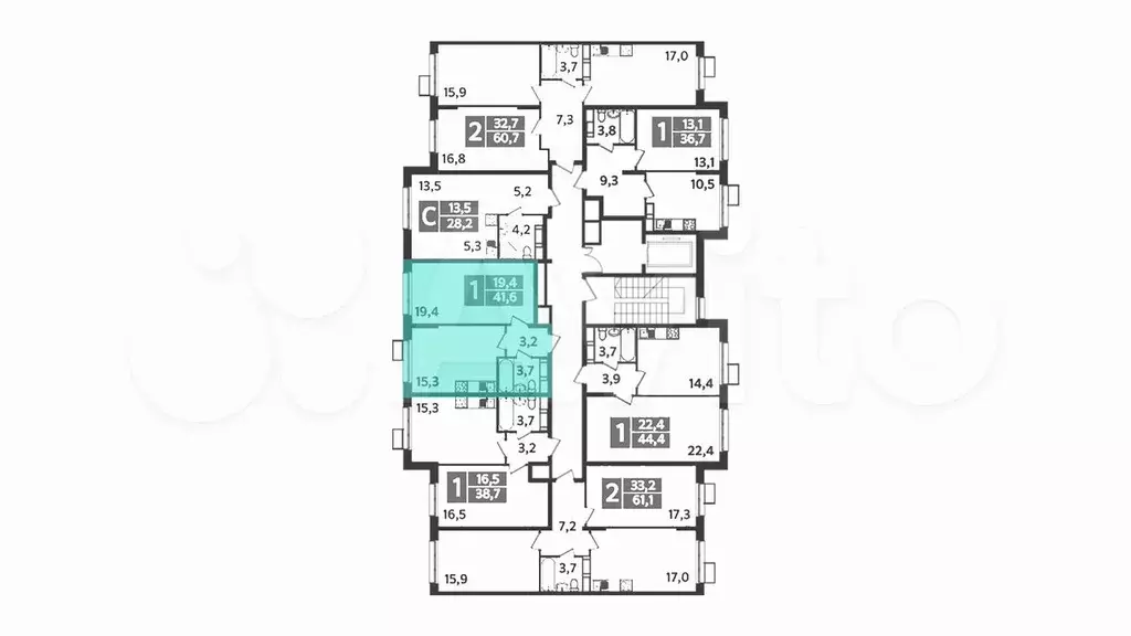 1-к. квартира, 41,6 м, 9/9 эт. - Фото 1