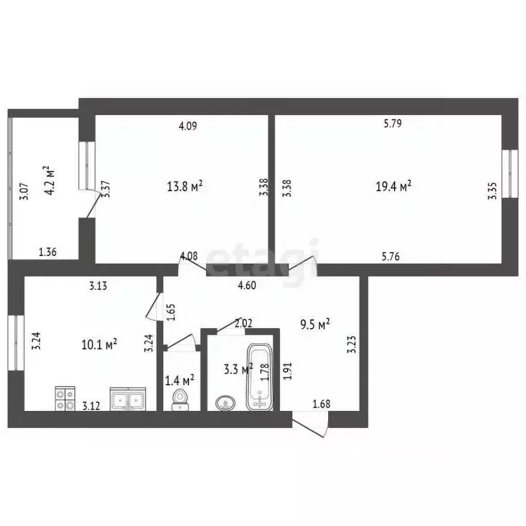 2-к кв. Орловская область, Орел ул. Емлютина, 12 (58.0 м) - Фото 1