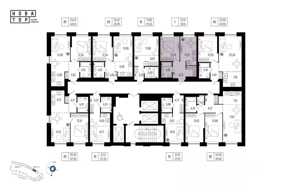 1-к кв. Башкортостан, Уфа Глумилино-1 мкр, Новатор жилой комплекс ... - Фото 2
