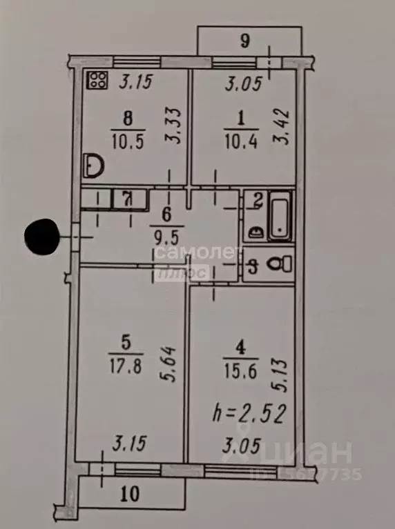 3-к кв. Омская область, Омск пос. Амурский, ул. Багратиона, 86 (68.7 ... - Фото 2