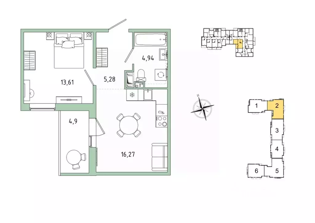 1-к кв. Ленинградская область, Гатчина Въезд мкр,  (42.55 м) - Фото 1