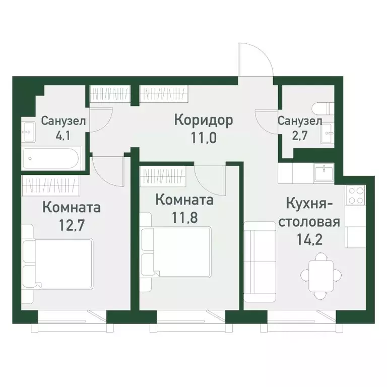 2-к кв. Челябинская область, Челябинский городской округ, пос. ... - Фото 0