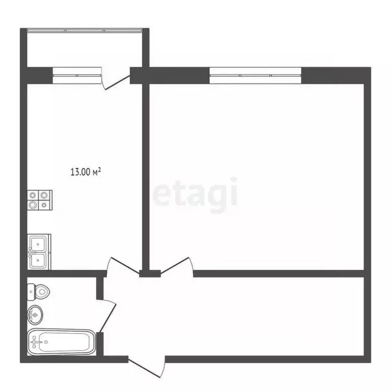 1-к кв. Владимирская область, Муром Пролетарская ул., 21 (44.4 м) - Фото 1