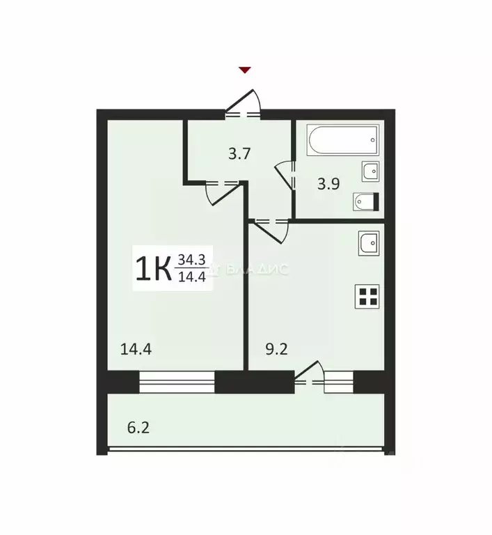 1-к кв. Владимирская область, Владимир ул. Новгородская, 32 (31.0 м) - Фото 1