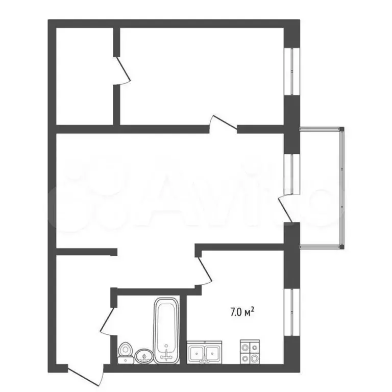 2-к. квартира, 44 м, 2/5 эт. - Фото 0