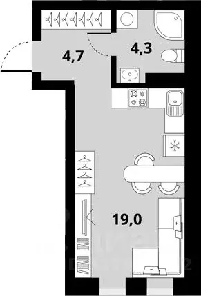 Студия Новосибирская область, Новосибирск Тайгинская ул., с3 (27.9 м) - Фото 0