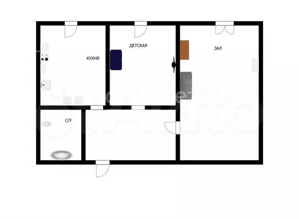 2-к. квартира, 40 м, 6/9 эт. - Фото 0