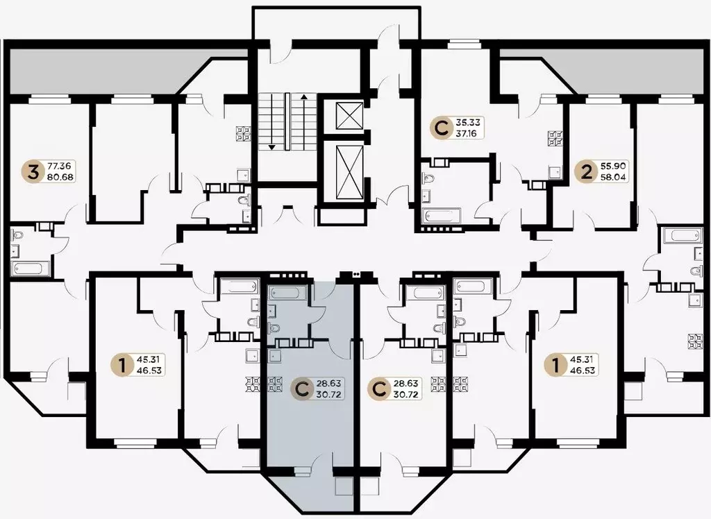 1-к кв. Самарская область, Самара Московское шоссе, 18-й км, 55 (45.31 ... - Фото 2