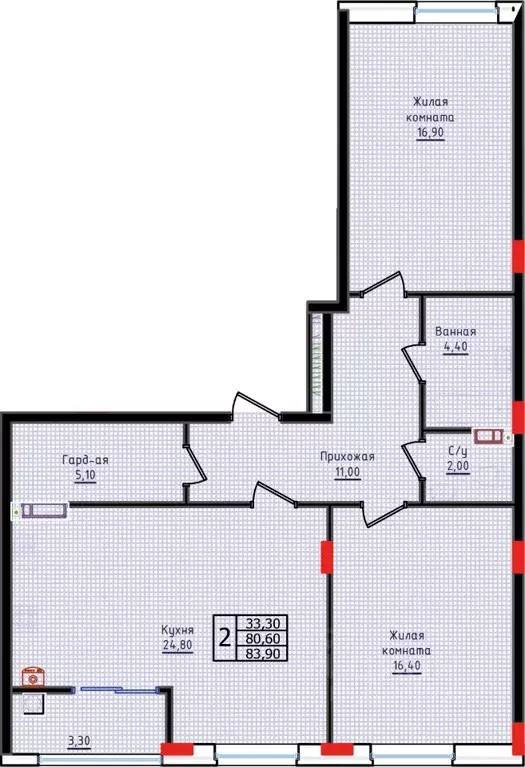 2-к кв. Ставропольский край, Ставрополь ул. Якова Андрюшина, 6 (83.9 ... - Фото 2