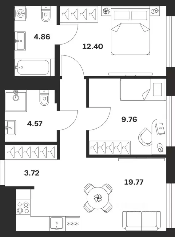 2-к кв. Тульская область, Тула Парк Патриот жилой комплекс (55.08 м) - Фото 0