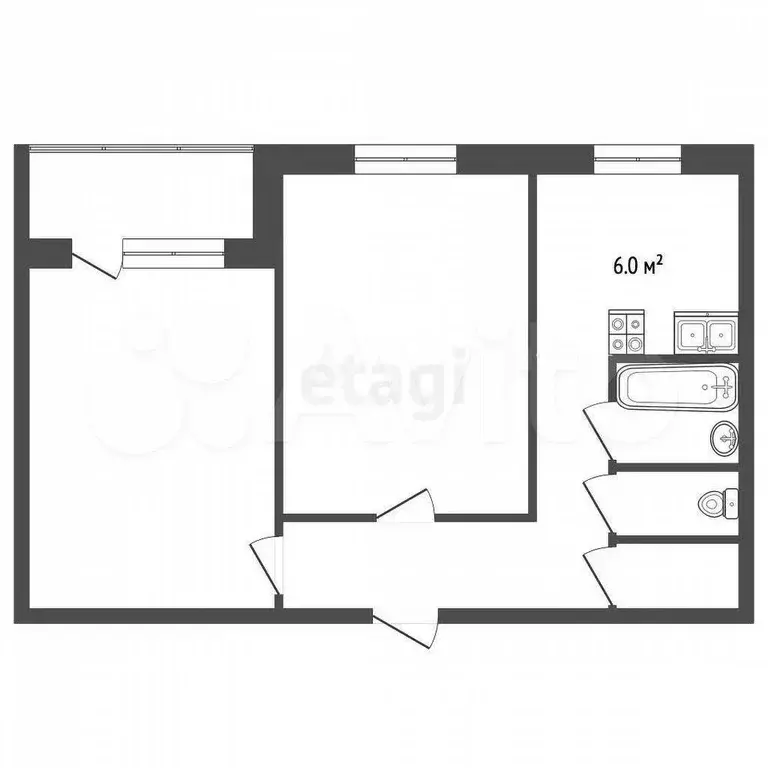 2-к. квартира, 43 м, 3/5 эт. - Фото 0
