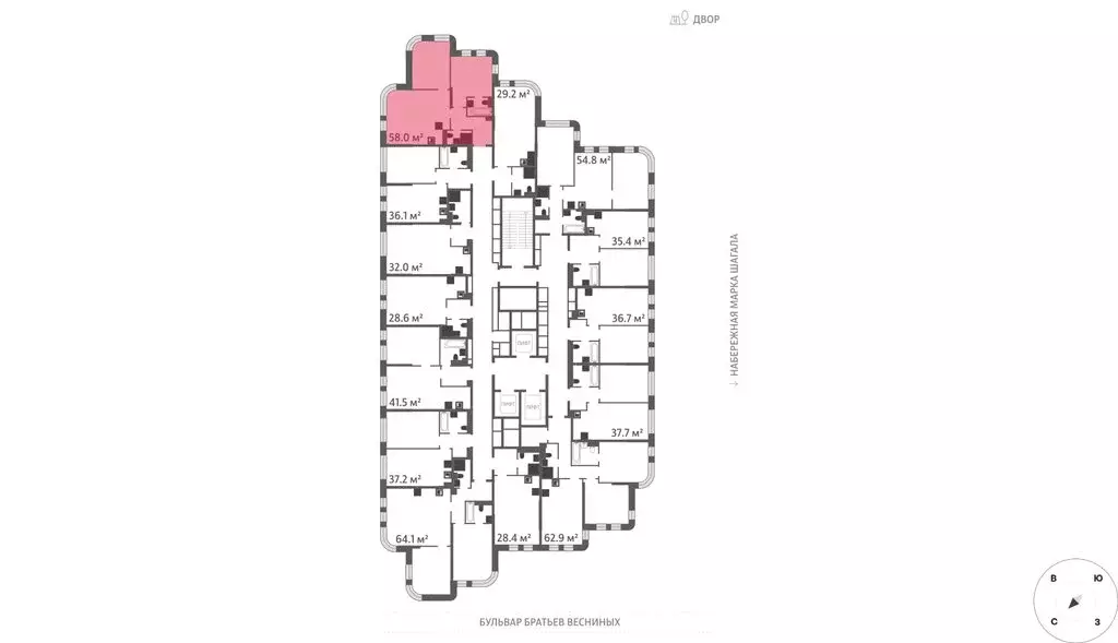 2-комнатная квартира: Москва, ЖК Марк, к3 (58 м) - Фото 1