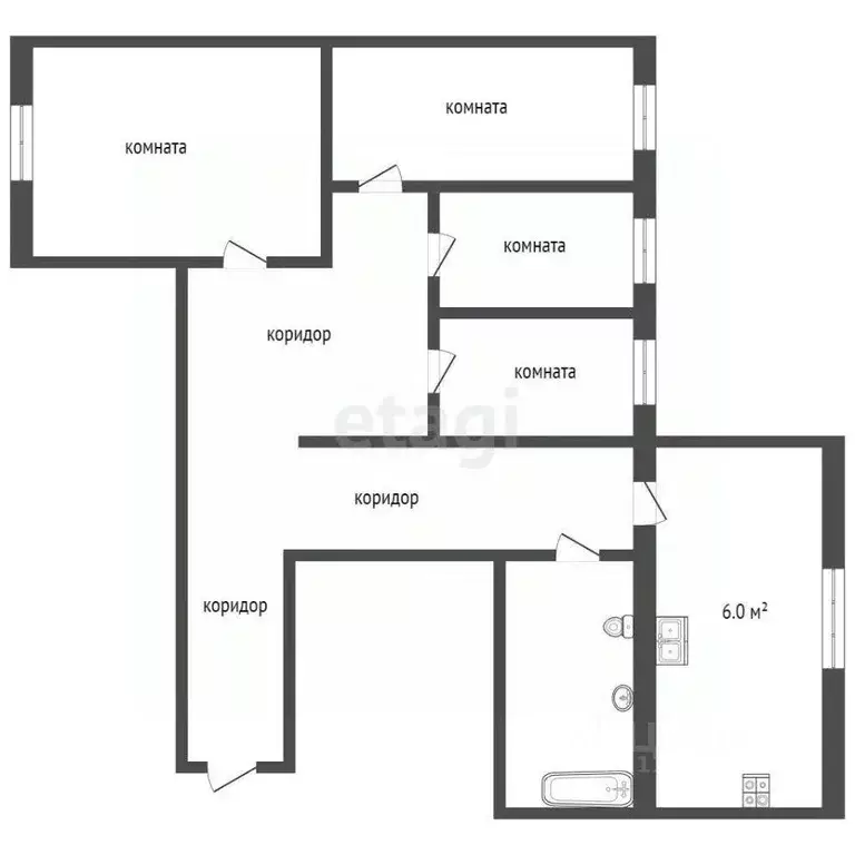 Квартира, 4 комнаты, 58 м - Фото 1