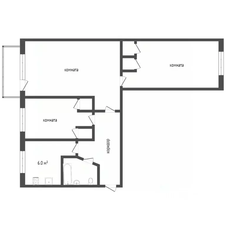 3-к кв. Воронежская область, Воронеж ул. 20-летия Октября, 42А (59.2 ... - Фото 2