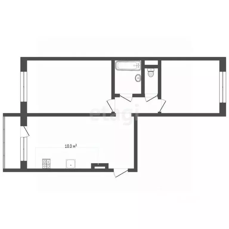 2-к кв. Тюменская область, Тюменский район, д. Дударева ул. ... - Фото 1