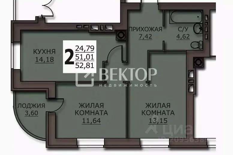 2-к кв. Ивановская область, Иваново ул. Чайковского, 2 (52.81 м) - Фото 1