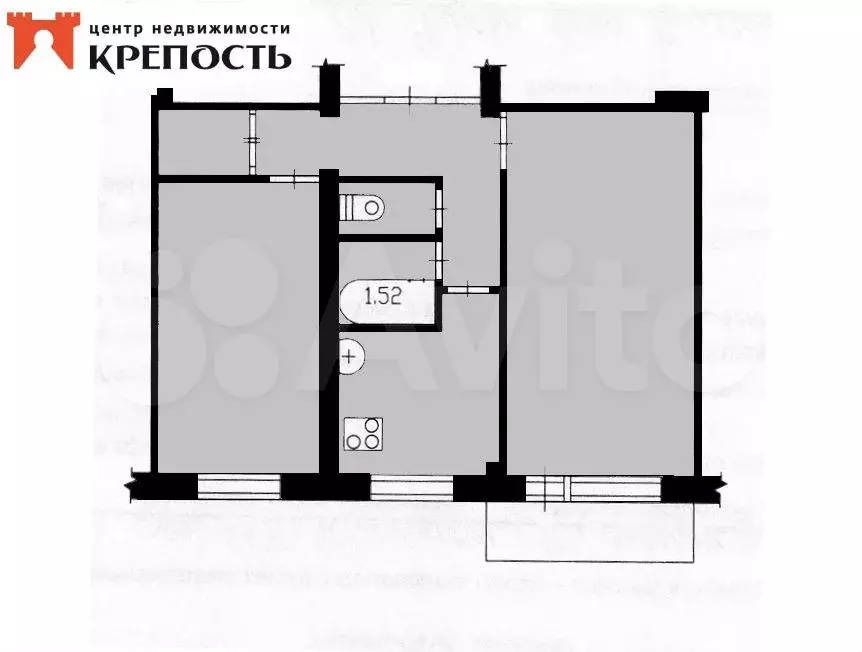 2-к. квартира, 43,5 м, 5/5 эт. - Фото 0