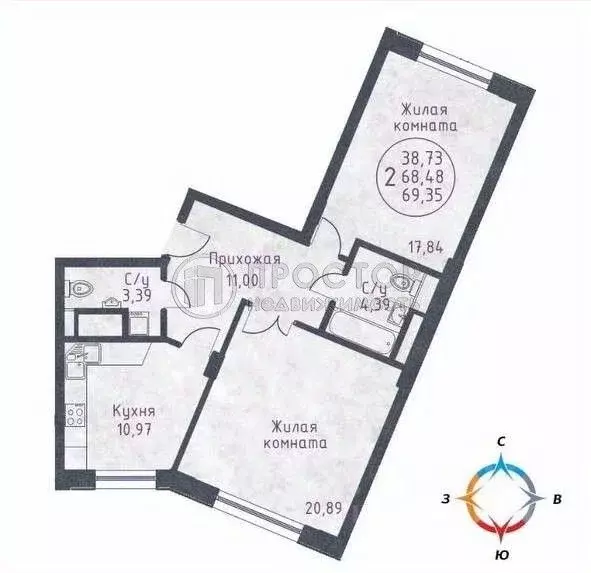 2-к кв. Московская область, Подольск бул. Бородинский, 12 (72.0 м) - Фото 1