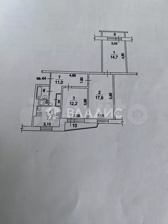 3-к. квартира, 70,8 м, 2/9 эт. - Фото 0