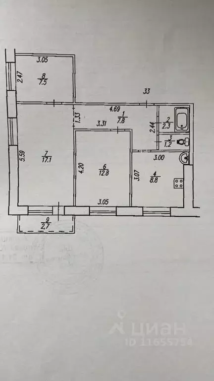 3-к кв. Башкортостан, Уфа Вологодская ул., 11 (57.5 м) - Фото 2