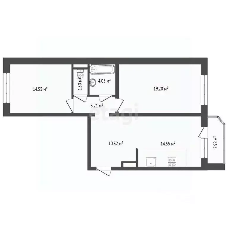 2-к кв. Тюменская область, Тюмень ул. Александра Митинского, 3 (67.4 ... - Фото 2