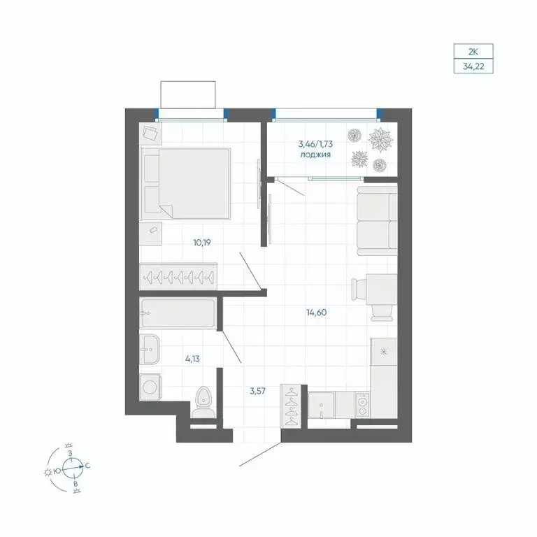 1-комнатная квартира: Челябинский городской округ, посёлок ... - Фото 2