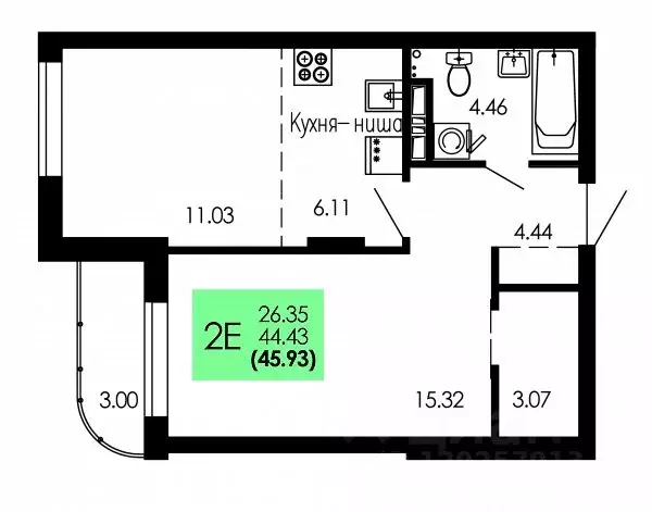 2-к кв. Воронежская область, Воронеж Оникс жилой комплекс (45.93 м) - Фото 0
