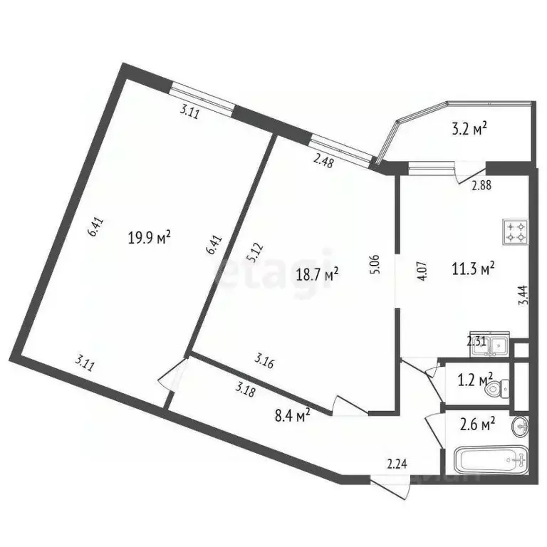 2-к кв. Санкт-Петербург просп. Просвещения, 99 (62.1 м) - Фото 2