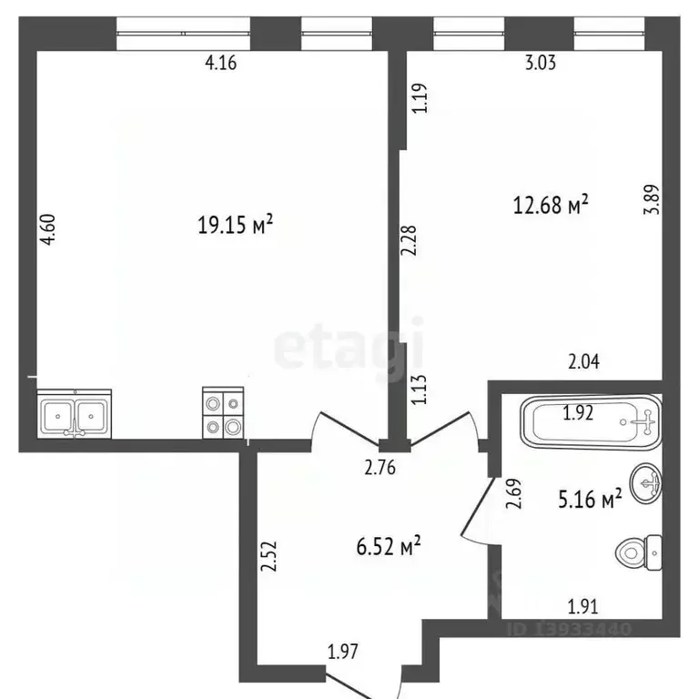 1-к кв. Тюменская область, Тюмень ул. Новоселов, 98 (43.8 м) - Фото 2