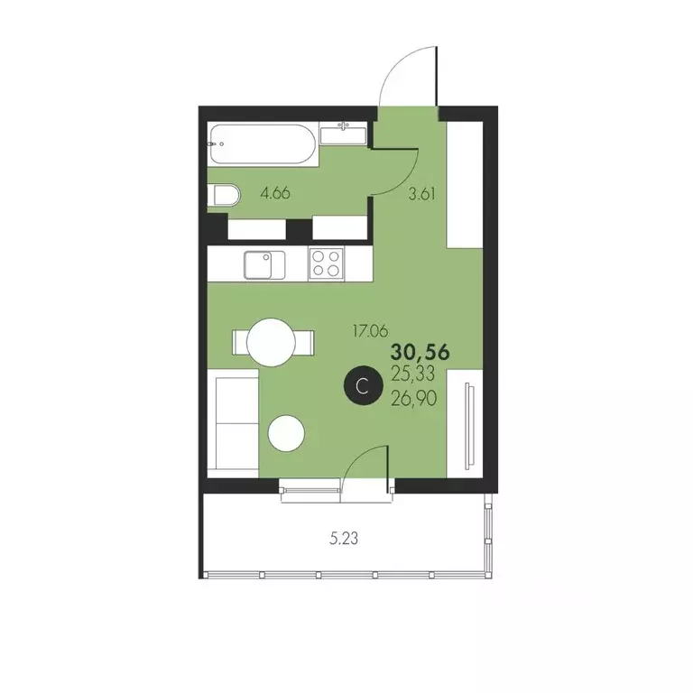 Студия Тюменская область, Тюменский муниципальный округ, д. Патрушева ... - Фото 0