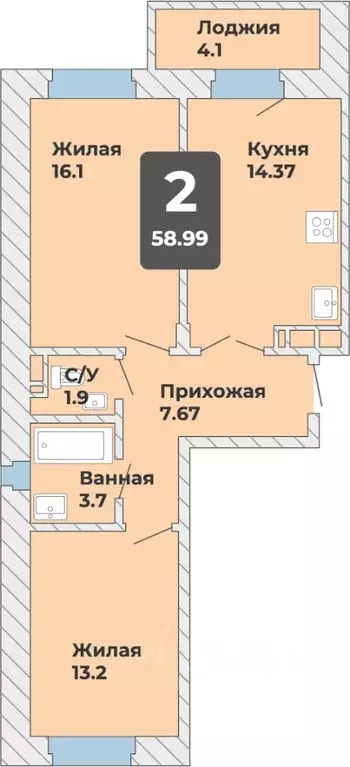 2-к кв. Чувашия, Чебоксары Новый Город мкр, ул. Новогородская (58.99 ... - Фото 0