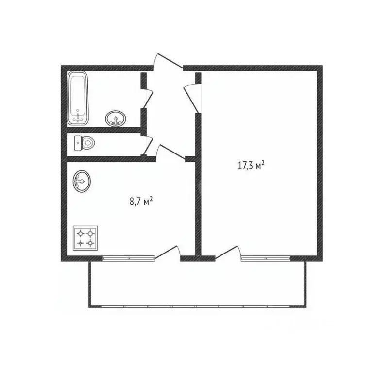 1-к кв. Белгородская область, Белгород ул. Щорса, 49 (33.0 м) - Фото 2