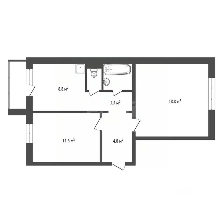 2-к кв. Красноярский край, Красноярск Лиственная ул., 18 (56.6 м) - Фото 2