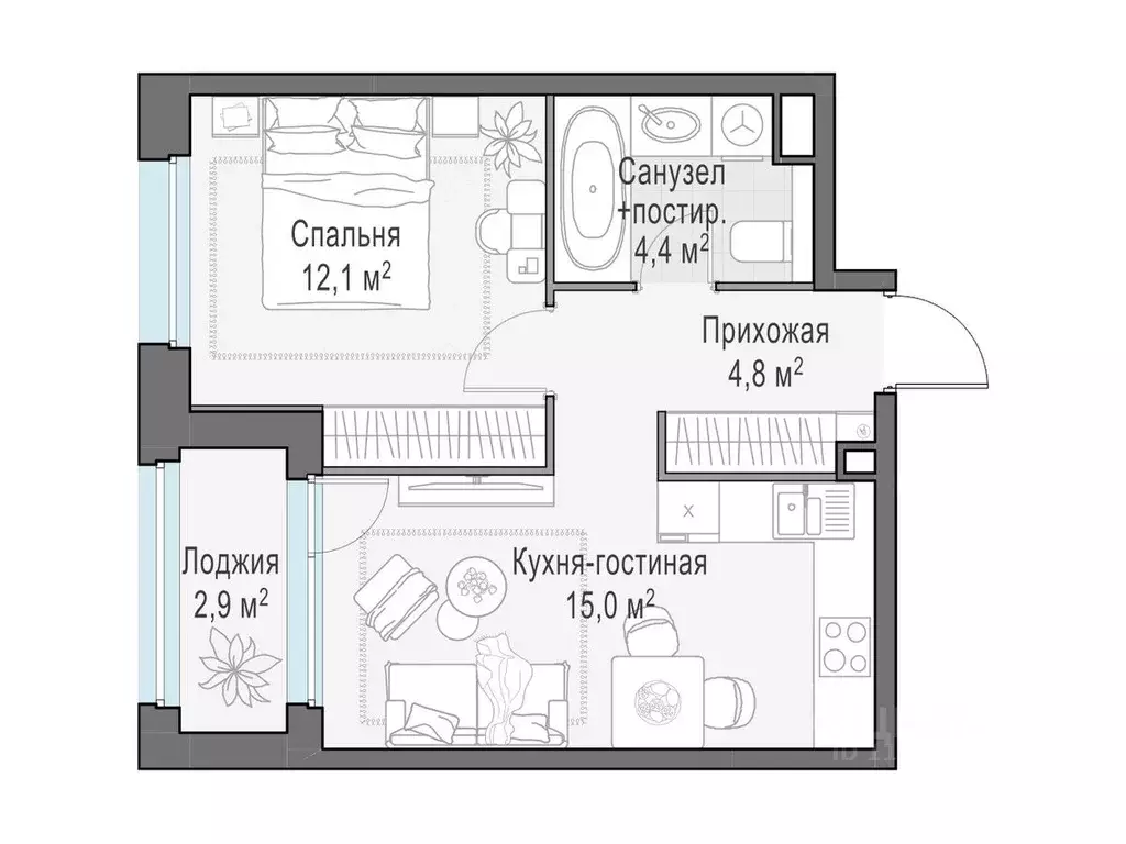 1-к кв. Московская область, Мытищи Белый Grad жилой комплекс, к11.1 ... - Фото 0