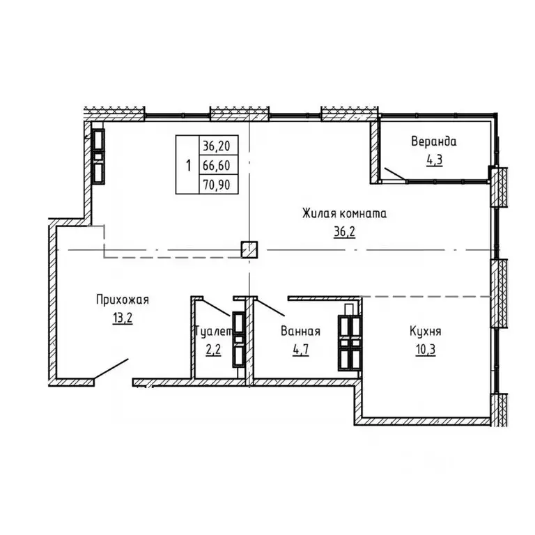 1-к кв. Приморский край, Владивосток Днепровская ул. (70.9 м) - Фото 1