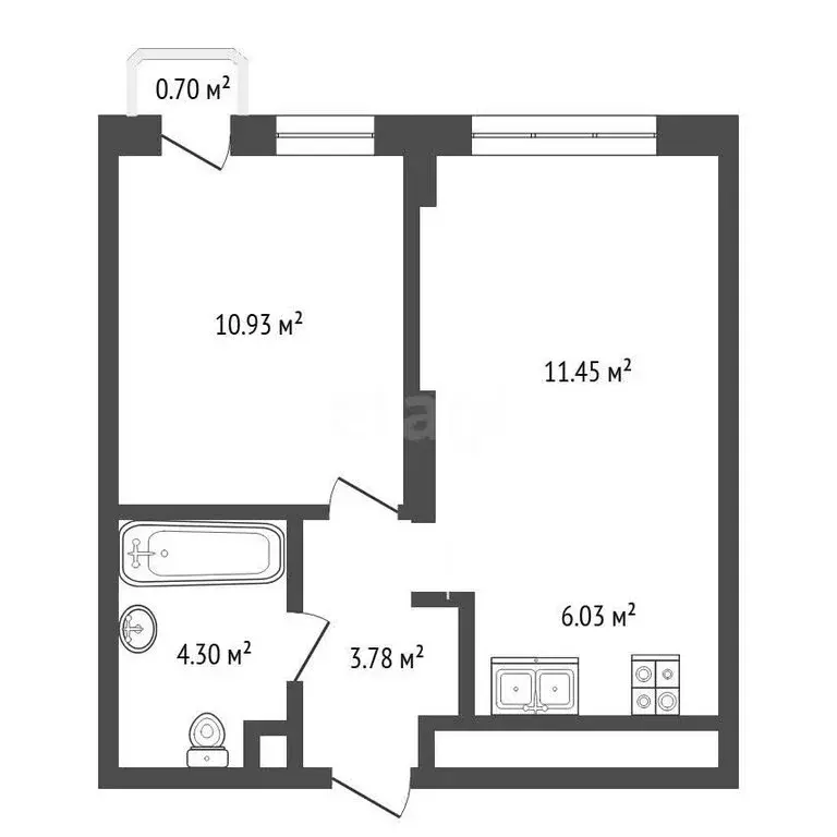 1-комнатная квартира: Тюмень, улица Андрея Кореневского, 11 (36.5 м) - Фото 1