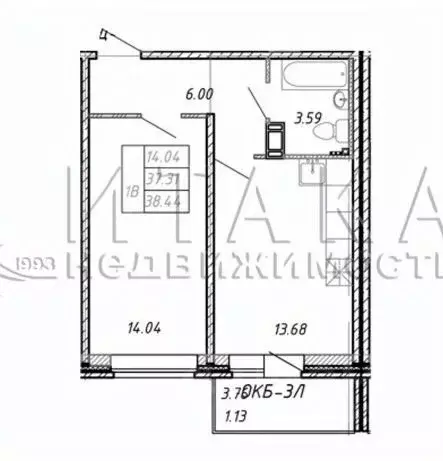 1-к кв. Ленинградская область, Всеволожский район, д. Новое Девяткино ... - Фото 1