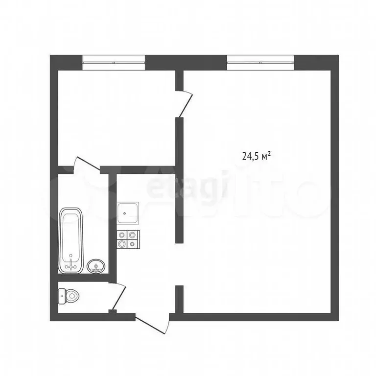 Квартира-студия, 24,8 м, 5/5 эт. - Фото 0