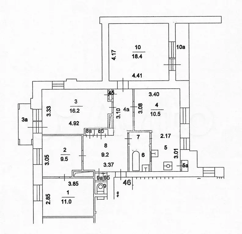 5-к. квартира, 95 м, 5/6 эт. - Фото 0