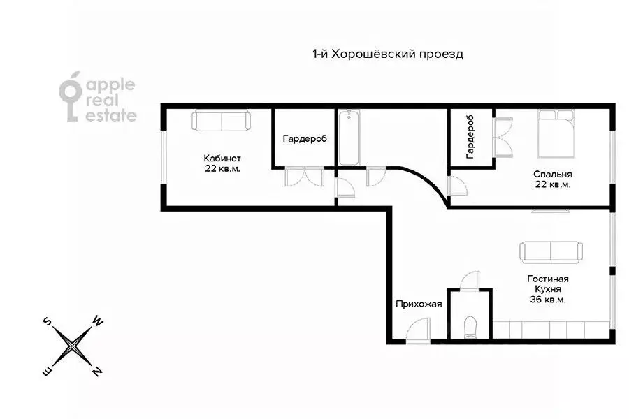 3-к кв. Москва Хорошевское ш., 12к1 (87.0 м) - Фото 1