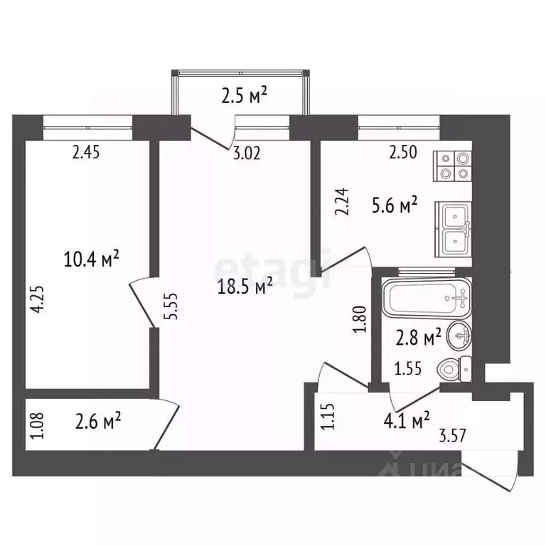2-к кв. Самарская область, Самара Печерская ул., 44 (44.0 м) - Фото 1