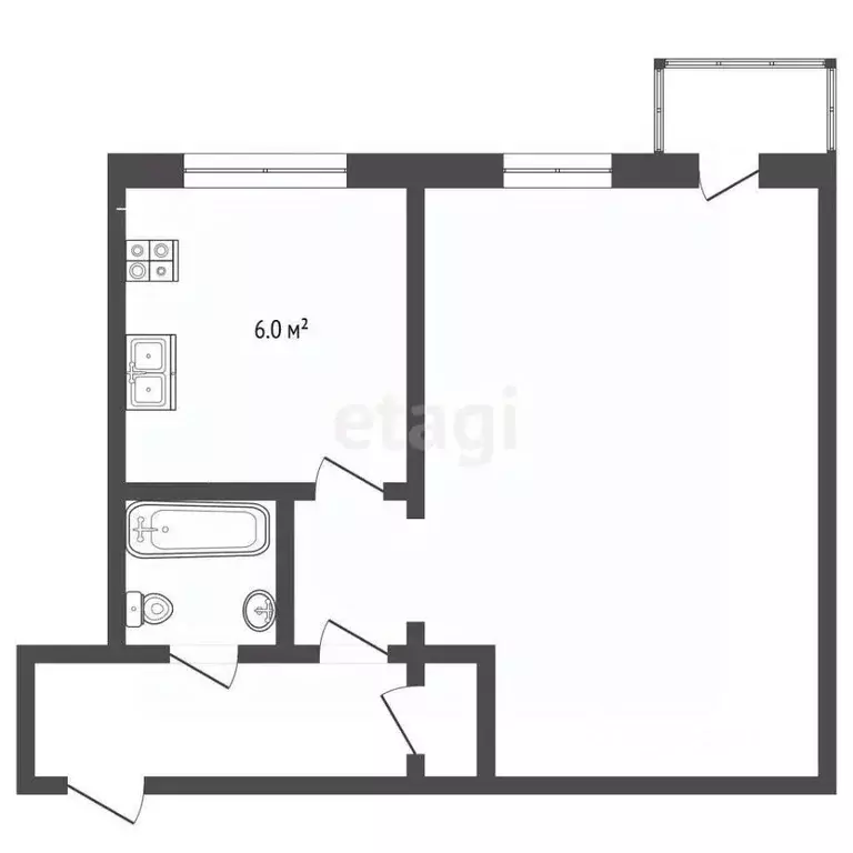 1-к кв. Архангельская область, Архангельск Воскресенская ул., 81 (31.3 ... - Фото 2