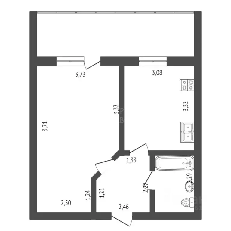 1-к кв. Тюменская область, Тюмень ул. Избышева, 8 (38.4 м) - Фото 2