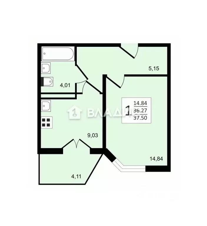 1-к кв. Воронежская область, Воронеж Московский просп., 128 (36.1 м) - Фото 2